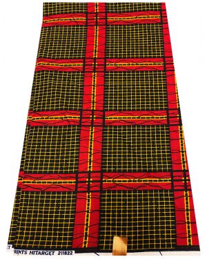 Ankara Wax Prints Fabric Hitarget- Red, Yellow, Brown, Black