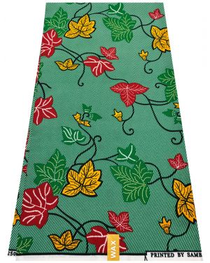 Cotton Poly Blend Wax Prints - Forest-Green, Red, Yellow, Orange, Black, White