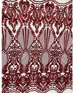 Exclusive Burgundy Sequin Lace Fabric 