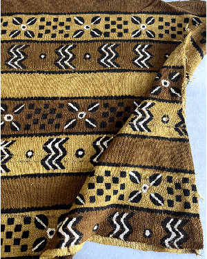 Authentic Mud cloth Made in Mali-Matte Gold, Brown, White & Black