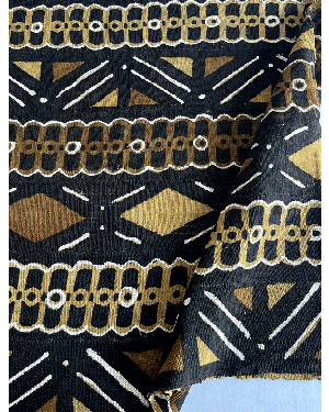 Made in Mali Original Authentic Mud Cloth -Black, Bronze, White & Tawny Gold Deep