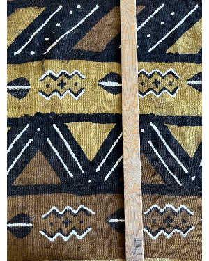 Big Size Mudcloth Made in Mali-Matte Gold, Brown, White & Black (BMC2310)