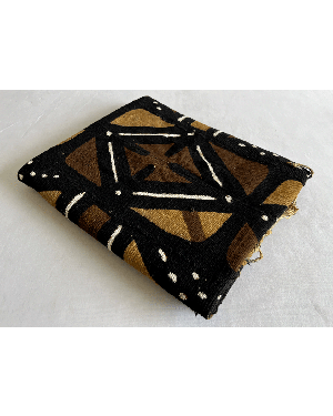 Made In Mali - Black & White Authentic Vintage Mud Cloth-Black, White, Light-Gold, Golden-Brown-