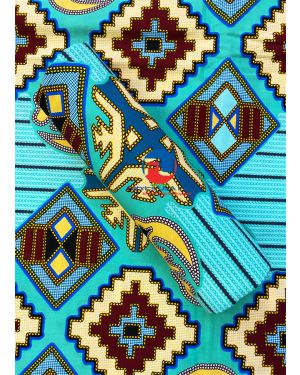 African  Print Meba Wo Abrokyere   - Gye Nyame - Mint-Green, Gray, Royal-Blue, Red, Ivory-Cream, Black