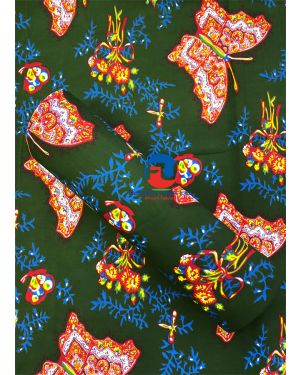 High Quality Hi-Target Design African Wax Print- Butterfly- Army-Green, Burnt-Orange, Yellow, White, Royal-Blue 