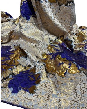Purple and gold Bazin brocade lace 