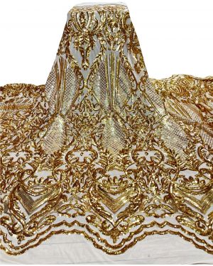 Best Selling Gold Stretch Sequin Fabric