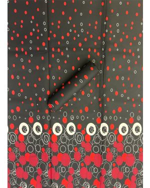 Exclusive Design African Wax Print-Red, Black, White, Orange, Ivory-Cream