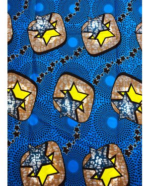 Stars Pattern in African Wax Print Hitarget - Yellow, Gray, burgundy, Royal-blue, White, Light-Brown