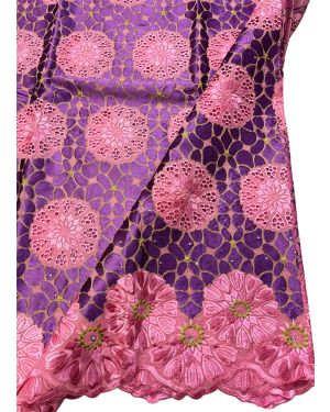 Swiss Voile Lace/African Wedding Lace/African Voile Lace/African Lace/Cotton Lace/Purple & Pink Swiss Lace/ African Fabric-5 Yards