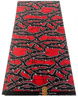 Exclusive and High Quality Design of African Wax Print-  Red, White, Black