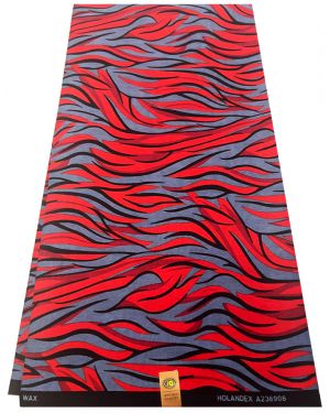 Exclusive and High Quality Design of African Wax Print-  Red, Red-Orange, Gray, Black