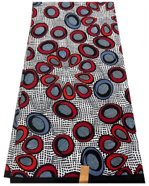 Hollandex High Quality Super Wax  African Print - Red, White, Black, Gray