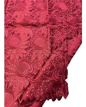 Swiss Voile Lace Fabric-Wine