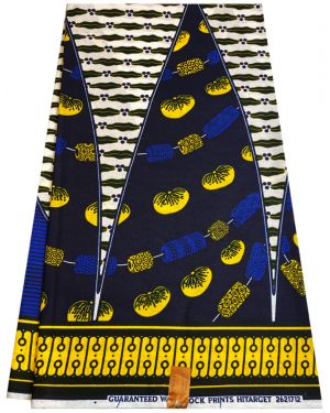 Patchwork African Wax Print  Fabrics- Yellow, White, Navy-Blue, Royal-Blue, Black