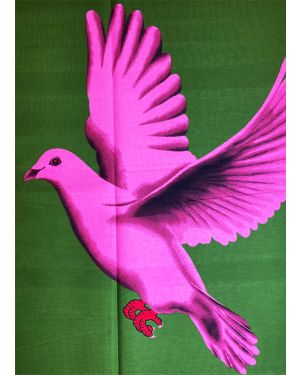 Pink Dove in African Wax Print- Red, -Forest- Green, Black, White, Dark-Red, Pink