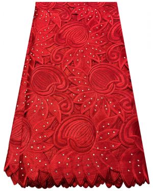 Swiss Voile Lace Fabric-Red