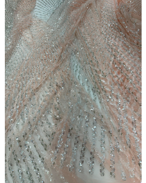 Blush Color Rhinestone & Sequin Lace