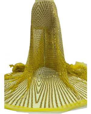 Yellow Gold Rhynestone & Sequin Lace