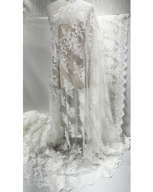 corded floral  lace off- white  color and metallic  thread -C13