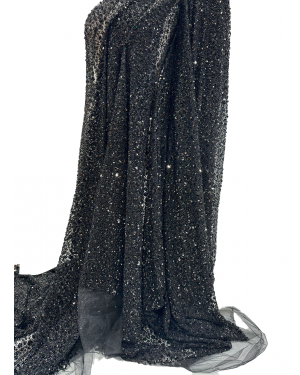 Heavy Beaded with sequin Lace in Black Color