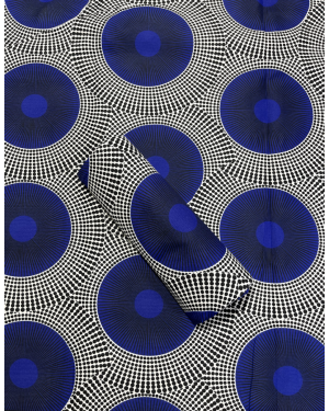 Elegant Design African Wax Print - Blue White Black
