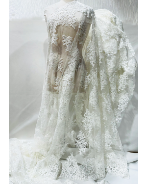 Ivory White- Corded Lace