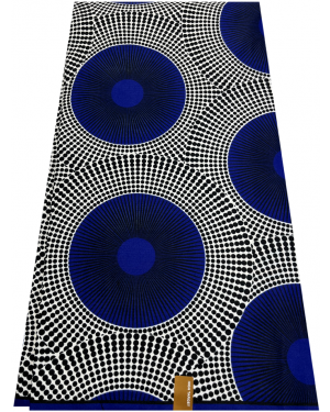 Elegant Design African Wax Print - Blue White Black