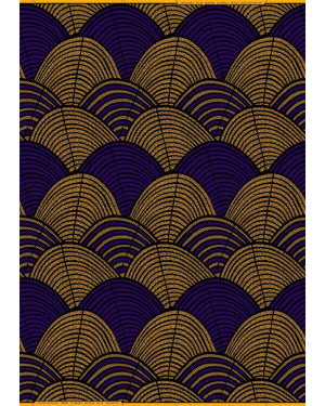  Polycotton African Ankara Wax Print- Purple Yellow Black 