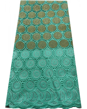 Mint-Green and Gold with tiny Stone Guipure Cord Lace