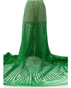 Green Rhinestone & Sequin Lace