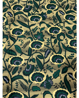 High Fashion Design African Wax Print- Green, Ivory-Cream ,White, Dark-Blue, Black