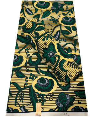 High Fashion Design African Wax Print- Green, Ivory-Cream ,White, Dark-Blue, Black
