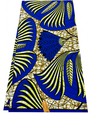 Veritable Guaranteed African Wax Print in Polycotton-  Apple-Green, Light-Gold, White, Black
