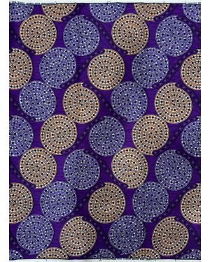 Exclusive Design Cotton Blend Wax Print -Purple, Lilac, Peach, White, Dark-Blue, Blue, Black
