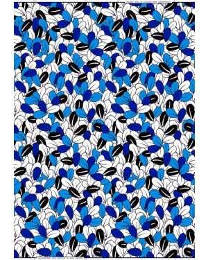  Cotton Blend High Quality Ankara Wax Prints-Royal Blue, Azure Blue, Dark Blue, ,White , Black