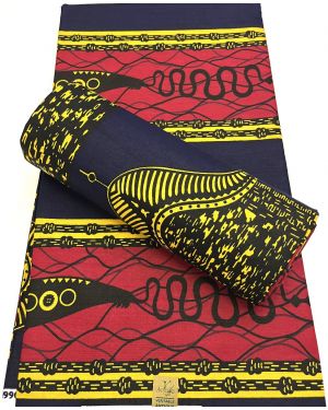 Authentic African Print With red Navy Gold 