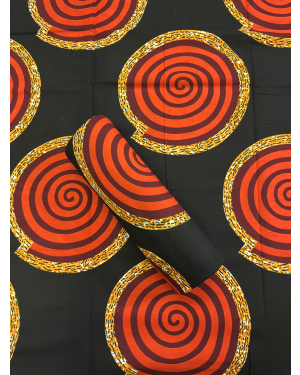 Exclusive High Quality  Ankara Wax Block Print- Swirl- Orange