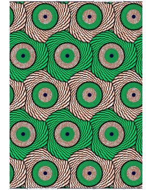 High Fashion Poly Blend  Design African Wax Print- Forest-Green, Peach, Black, Blue, White