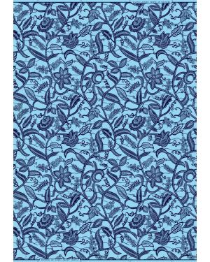 High End Design African Wax Prints Polly Cotton-Floral Design -Black, Sky-Blue, Dark-Blue