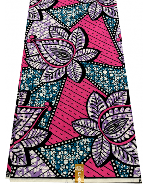 Best Fabrics African Veritable Polycotton Ankara Print-  Pink Lilac Teal-Green White Black 