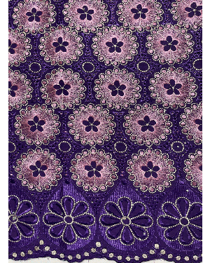 Swiss Voile Lace with Stone-Purple, Pink, Light-Gold