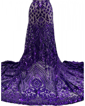 Stretch Purple Sequin Lace for Prom Dresses