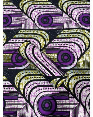 High Fashion Design African Wax Print- Purple, Pink, Mustard-Green, White, Dark-Blue, Black