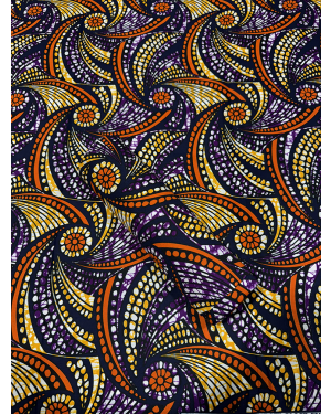 Cotton Poly Blend Soft Feel Wax Prints - Orange, Purple, White, Dark-Blue, Black, Light-Orange