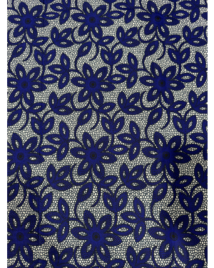 Veritable Cotton Blend Ankara Print-Azure-Blue, White, Black