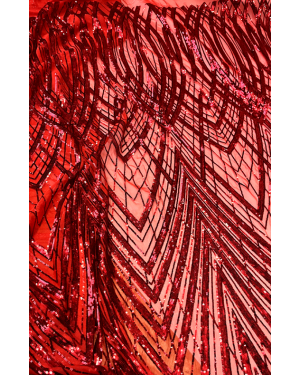 Red Sheer Stretch Sequin Fabric