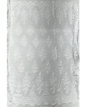 corded lace white/ white  color and metallic  thread -c13