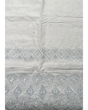 Dry Swiss Cotton Voile Lace Fabric-White