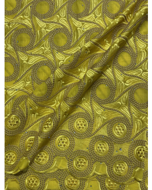 Swiss Voile Lace with tiny Stones- Yellow, Gold
